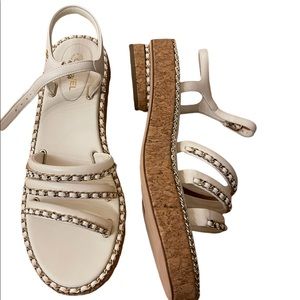 Chanel Chain Strap Sandal Sandals G35779 35 20MM Coco ivory!!!